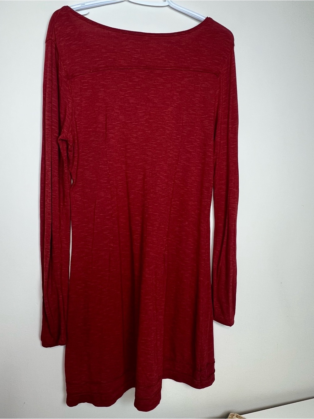 Horny Toad &Co Oolong Organic Cotton Blend Long Sleeve Dress Burgundy-Large - Picture 2 of 6